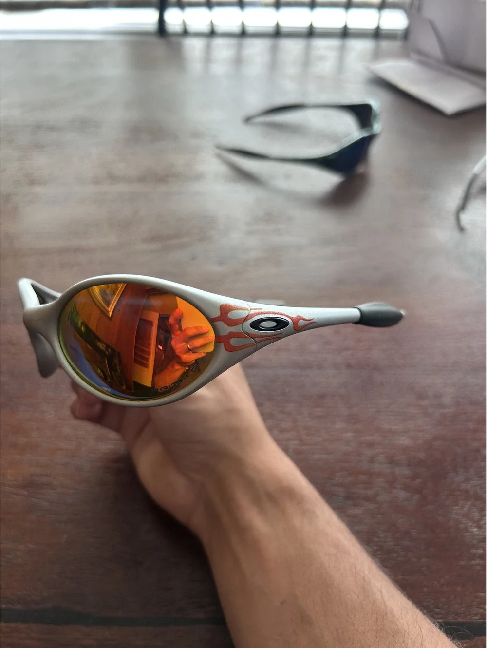 Silver Red Flame Reflective Sunglasses